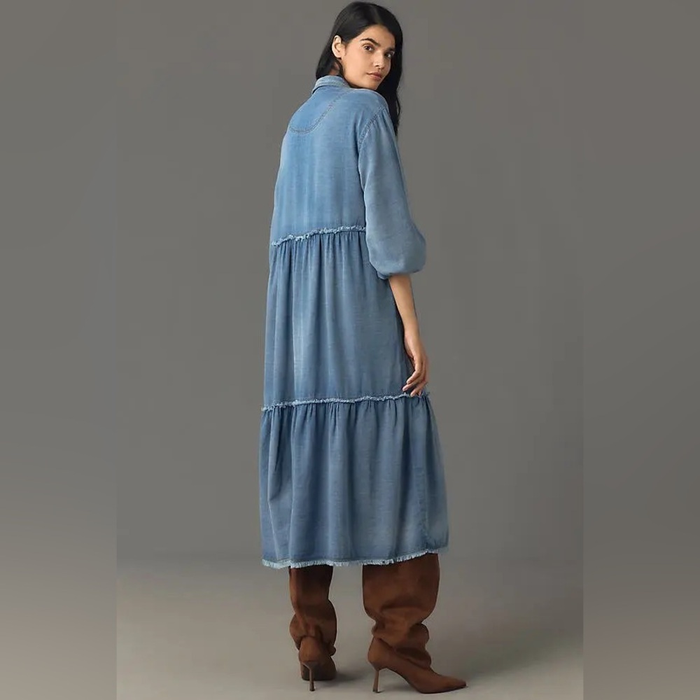 ANTHROPOLOGIE The Bettina Denim Dress Women's LP - Picture 6 of 10